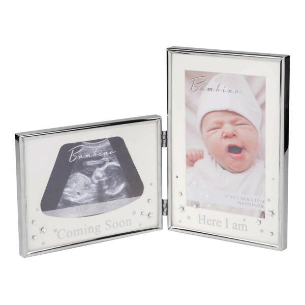 Bambino Silver effect Double Scan Frame - 'Here I Am'