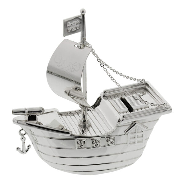 Bambino Silver Plated Pirate Ship Money Box