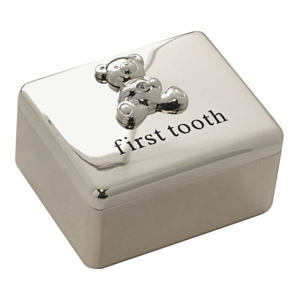 Bambino Silver Plated First Tooth Box with Teddy Icon