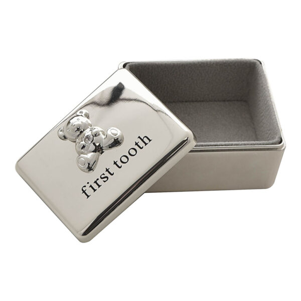 Bambino Silver Plated First Tooth Box with Teddy Icon