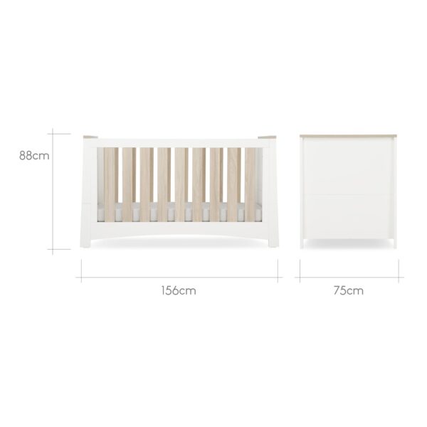 CuddleCo Ada Cot Bed - White and Ash