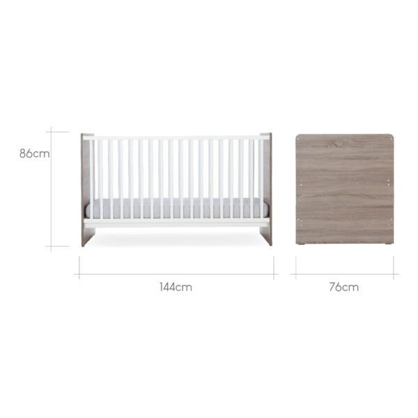 CuddleCo Enzo Cot Bed - Truffle Oak and White