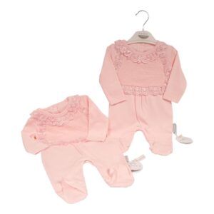 Just For Me Baby Girls All in One with Lace - Pink