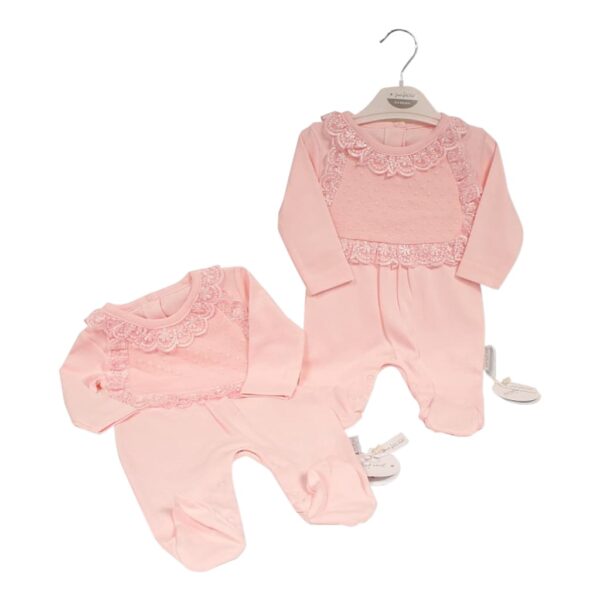 Just For Me Baby Girls All in One with Lace - Pink