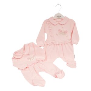 Just For Me Baby Girls All in One with Lace and Embroidery - Pink