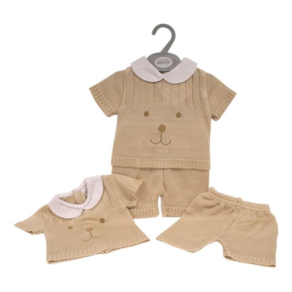 Nursery Time Knitted Baby 2 Piece Short Set - Bear Face