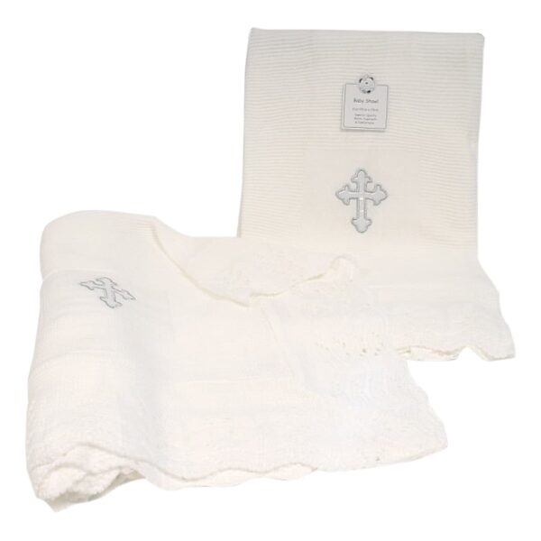 Snuggle Baby Baby Christening Shawl - Cross