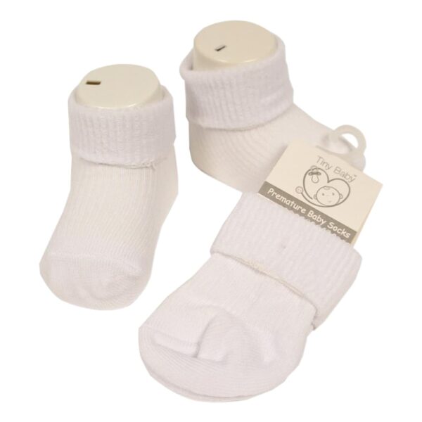 Tiny Baby Premature Baby Roll Over Socks - White