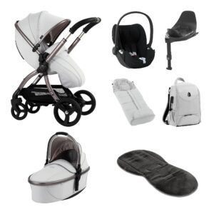 Egg3 Luxury Travel System - Cybex Cloud T Comfort Car Seat - Houndstooth Silver